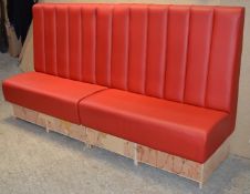 1 x High Back Double Seating Bench Upholstered in Red Leather - Sits upto Four People - High Quality
