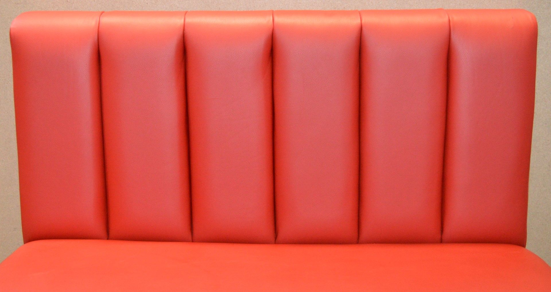 1 x High Seat Single Seating Bench Upholstered in Red Leather - Sits upto Two People - High - Image 9 of 16