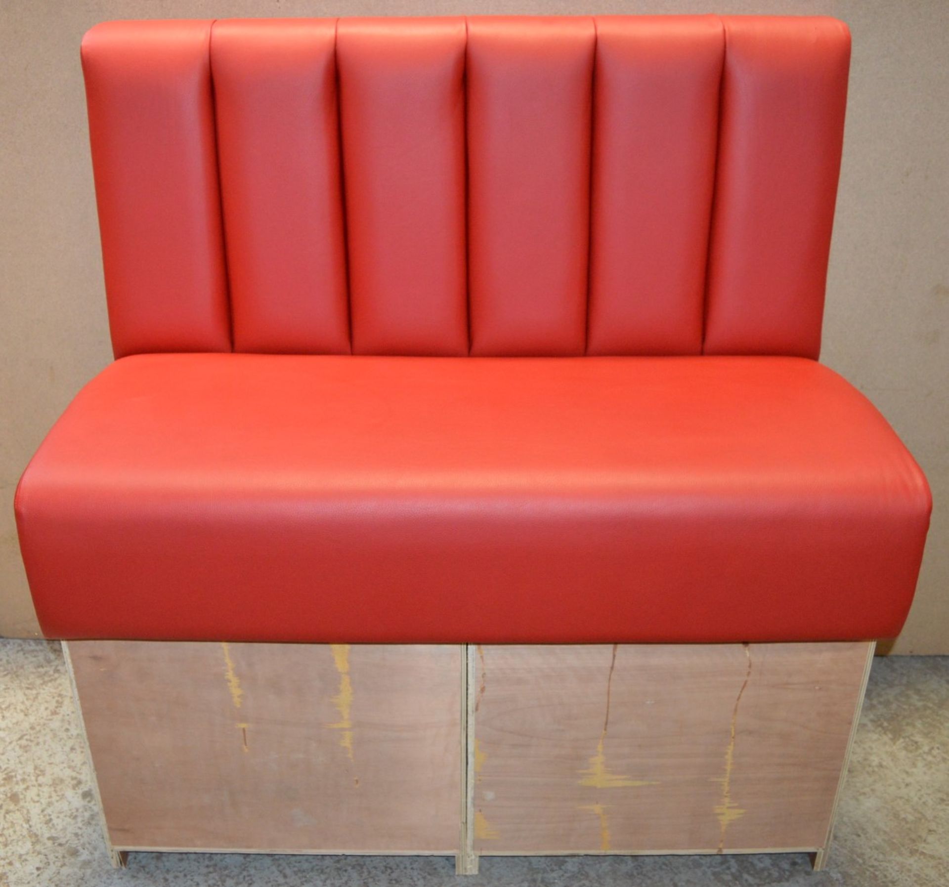 1 x High Seat Single Seating Bench Upholstered in Red Leather - Sits upto Two People - High - Image 2 of 17