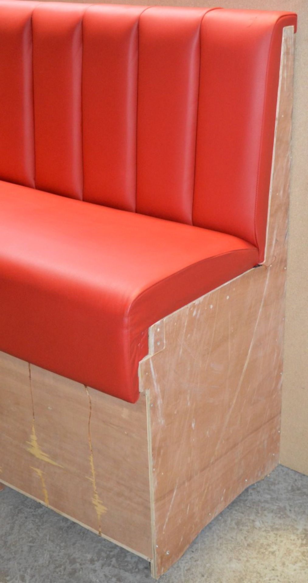 1 x High Seat Single Seating Bench Upholstered in Red Leather - Sits upto Two People - High - Image 11 of 16