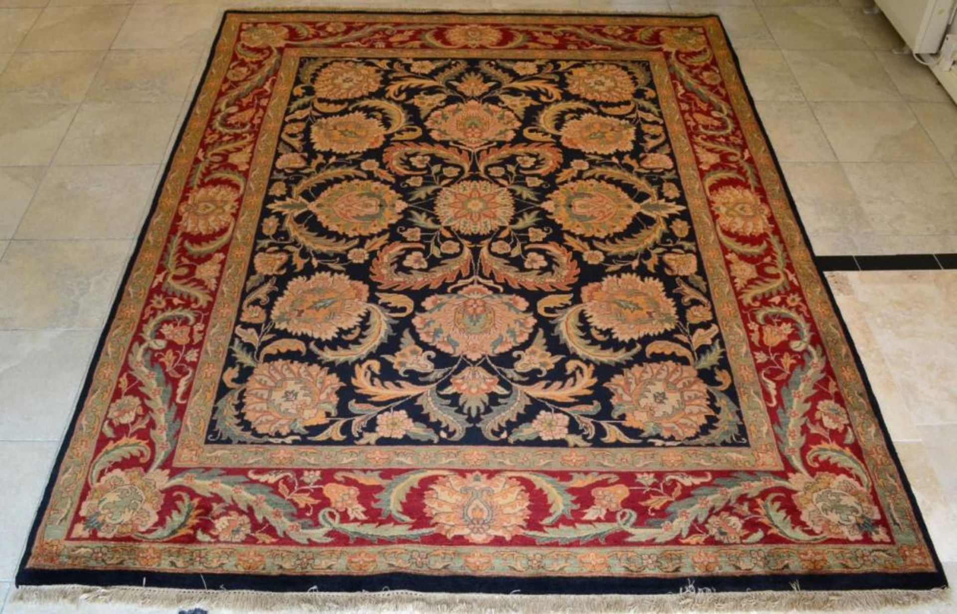 1 x Red and Black Jaipur Handknotted Carpet - Handwoven In Jaipur With Handspun Wool And Vegetable D - Image 3 of 16