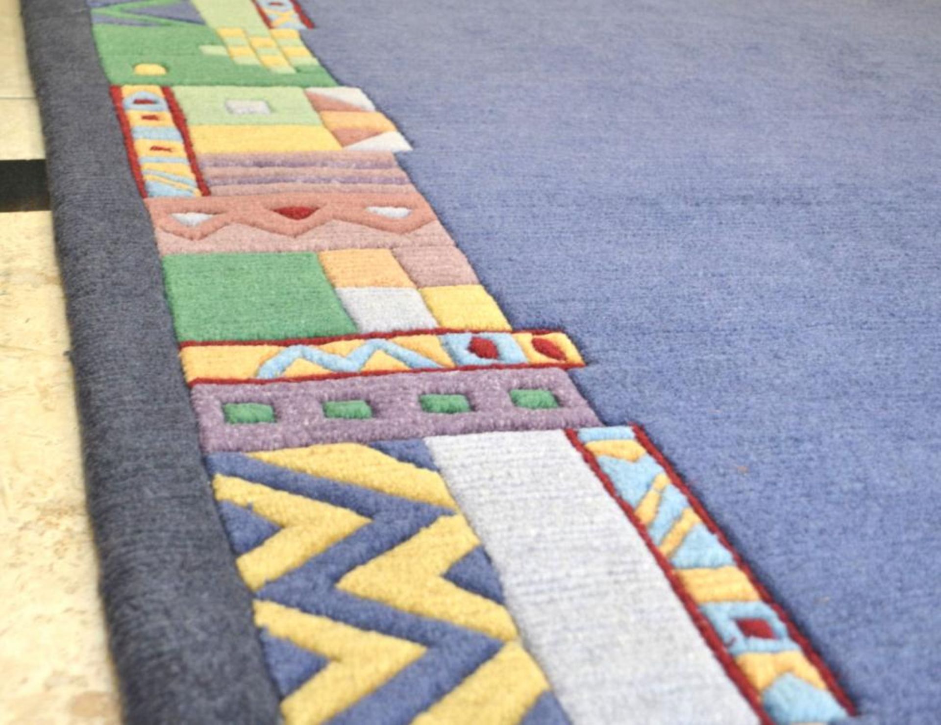 1 x Brink & Campman Blue/Multi-Colour Kodari Hand Knotted Carpet - Handmade in Nepal - 100% Wool - D - Image 13 of 16