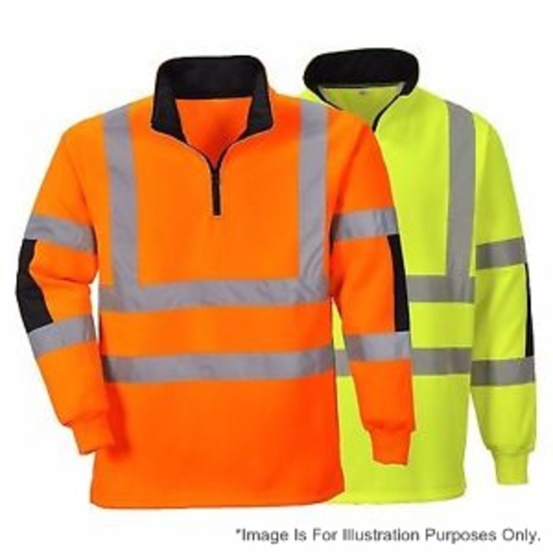 2 x Portwest Xenon Rugby Shirt Sweatshirt Workwear Hi Vis Visibility (B308) - Colour: Yellow /