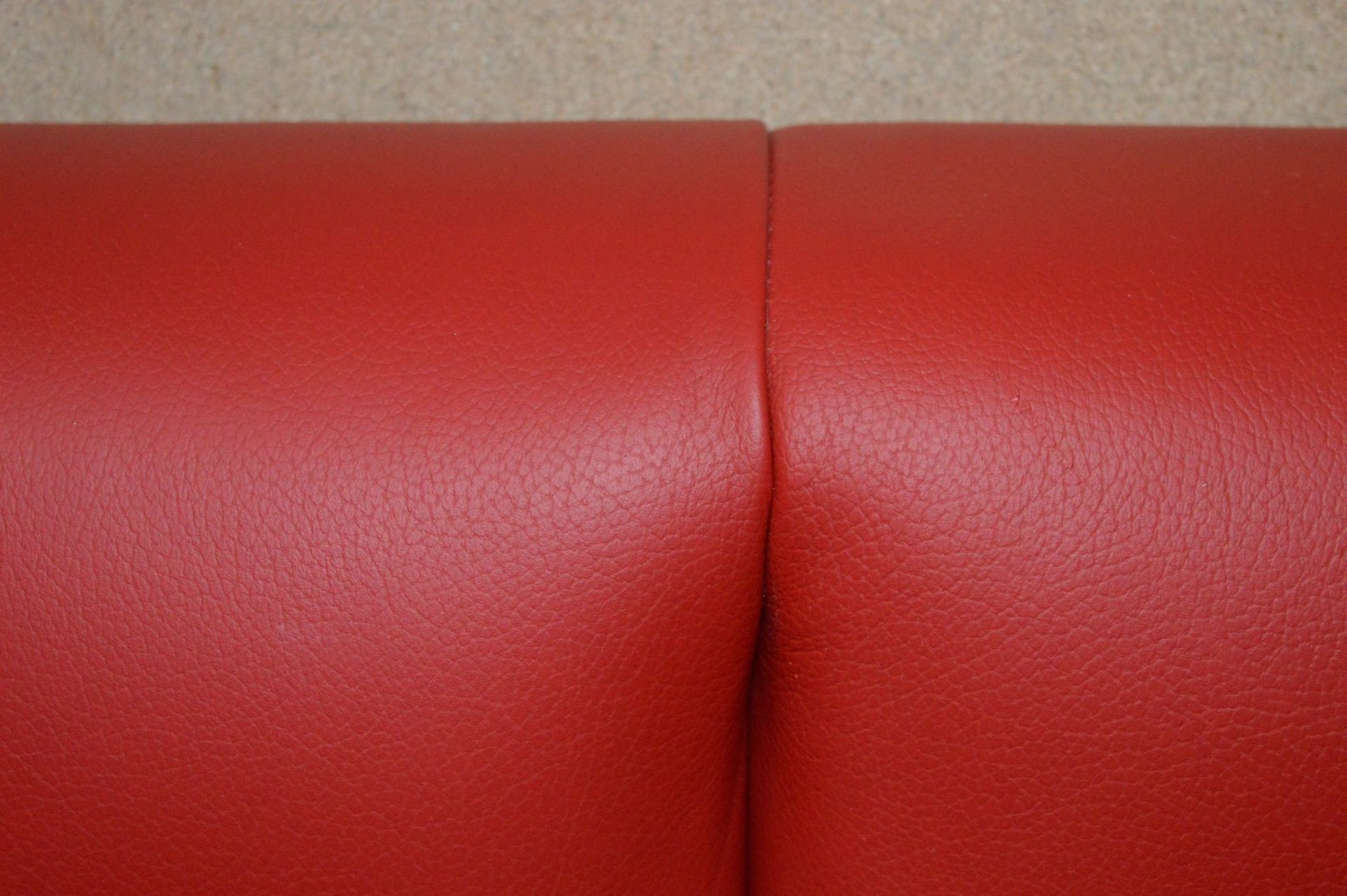 1 x High Back Single Seating Bench Upholstered in Red Leather - Sits upto Two People - High - Image 3 of 17