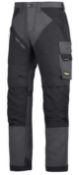 1 x Pair Of SNICKERS 6303 RuffWork Work Trousers - Colour: Grey/Black - Size: 33" W / 32" L - New/
