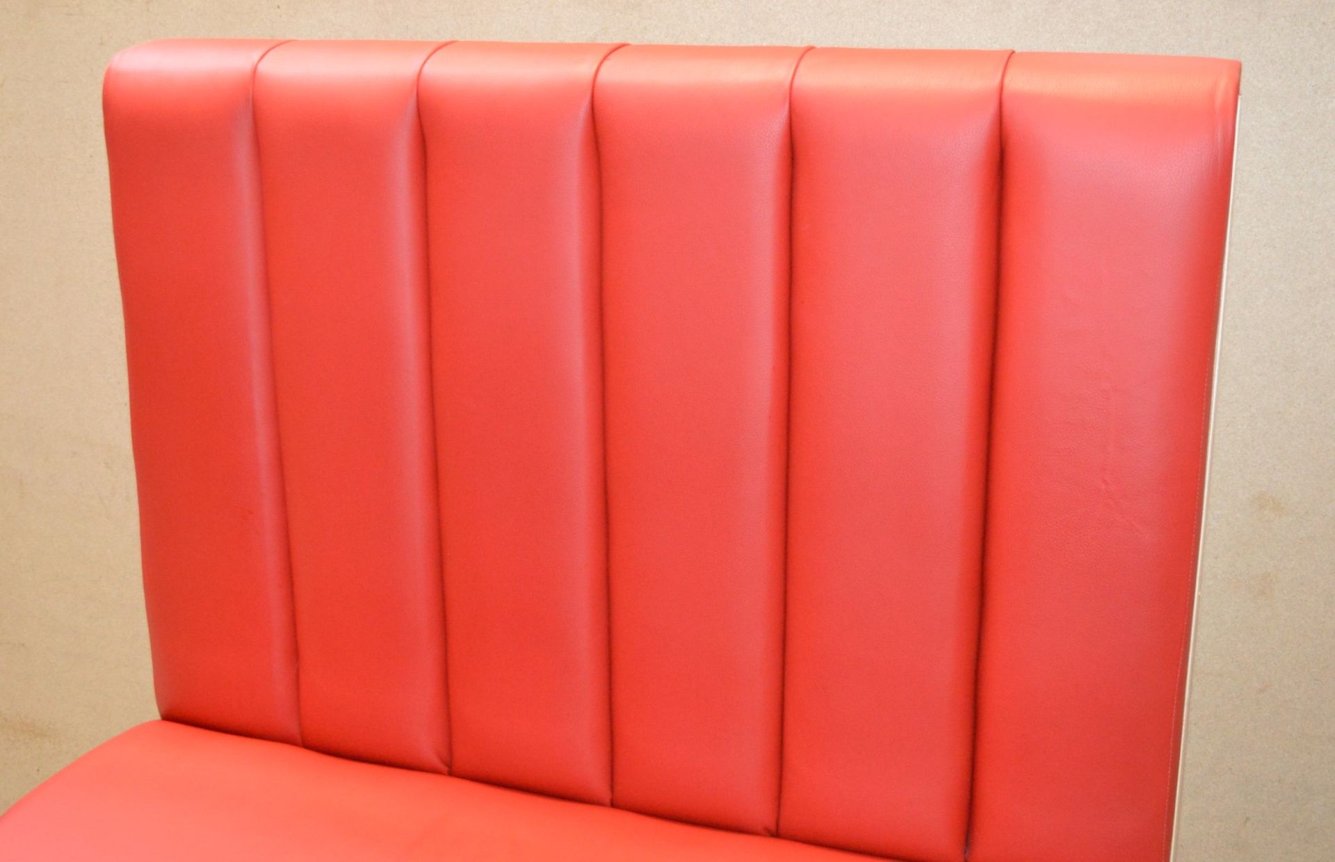 1 x High Back Single Seating Bench Upholstered in Red Leather - Sits upto Two People - High - Image 13 of 17