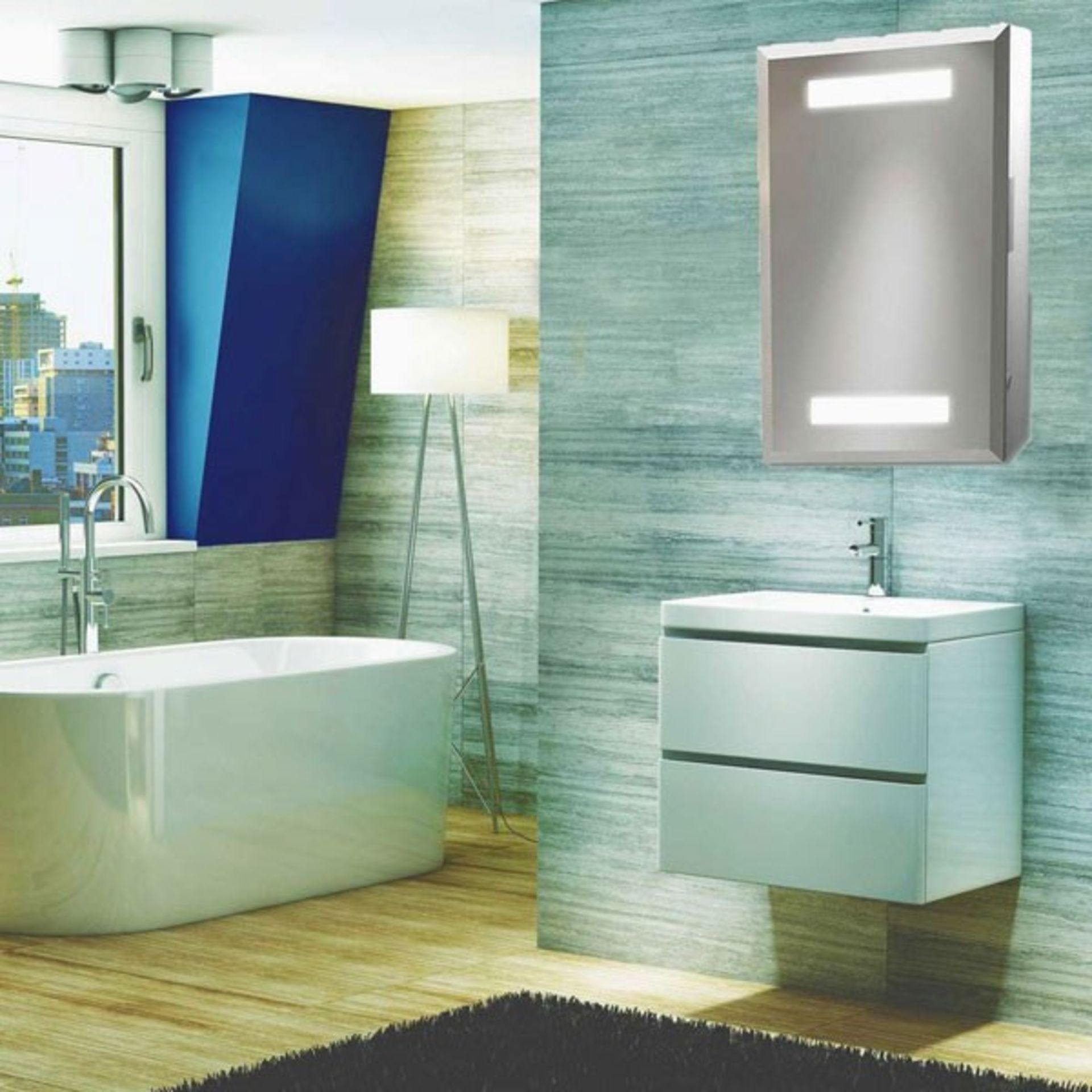 1 x Synergy Single Door Aluminium LED Mirrored Bathroom Cabinet - Contemporary Cabinet With - Image 2 of 11