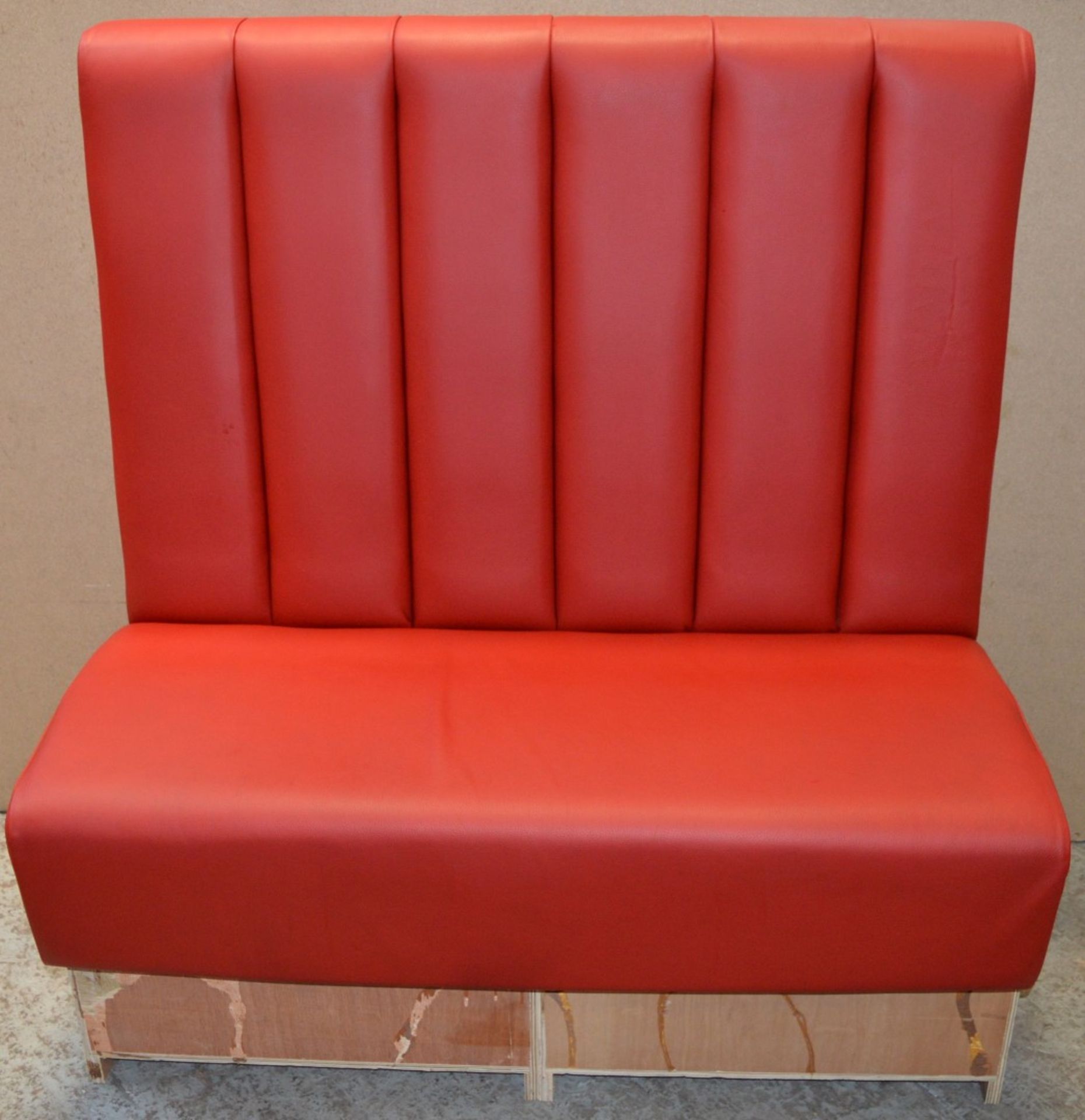 1 x High Back Single Seating Bench Upholstered in Red Leather - Sits upto Two People - High