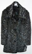 1 x Steilmann Womens Plush Winter Coat In Crushed Velvet-style Fabric - Colour: Black With Brown