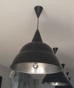 3 x Large Retro Industrial-style Pendant Ceiling Light Fittings - Colour: Black / White - Stylish