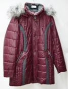 1 x Steilmann Feel C.o.v.e.r By Kirsten Womens Coat - Poly Down Filled Coat In Maroon - Features