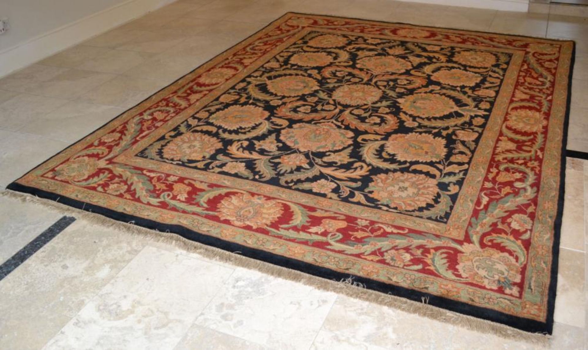 1 x Red and Black Jaipur Handknotted Carpet - Handwoven In Jaipur With Handspun Wool And Vegetable D - Image 9 of 16
