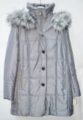 1 x Steilmann Feel C.o.v.e.r By Kirsten Womens Coat - Poly Down Filled Coat In Silver/Grey -