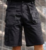 2 x Pairs Of Blackrock Workman Heavy Duty SHORTS -  Colour: Black - Waist Size: 40" - New/Unused