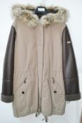 1 x Steilmann Kirsten Womens Hooded Winter Jacket With Detachable Faux Fur Hood Trim - Khaki