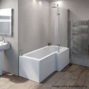 1 x BOSTON Eco L-Shaped Right Handed Shower Bath - No Tap Hole - Pln Encap - Colour: White -
