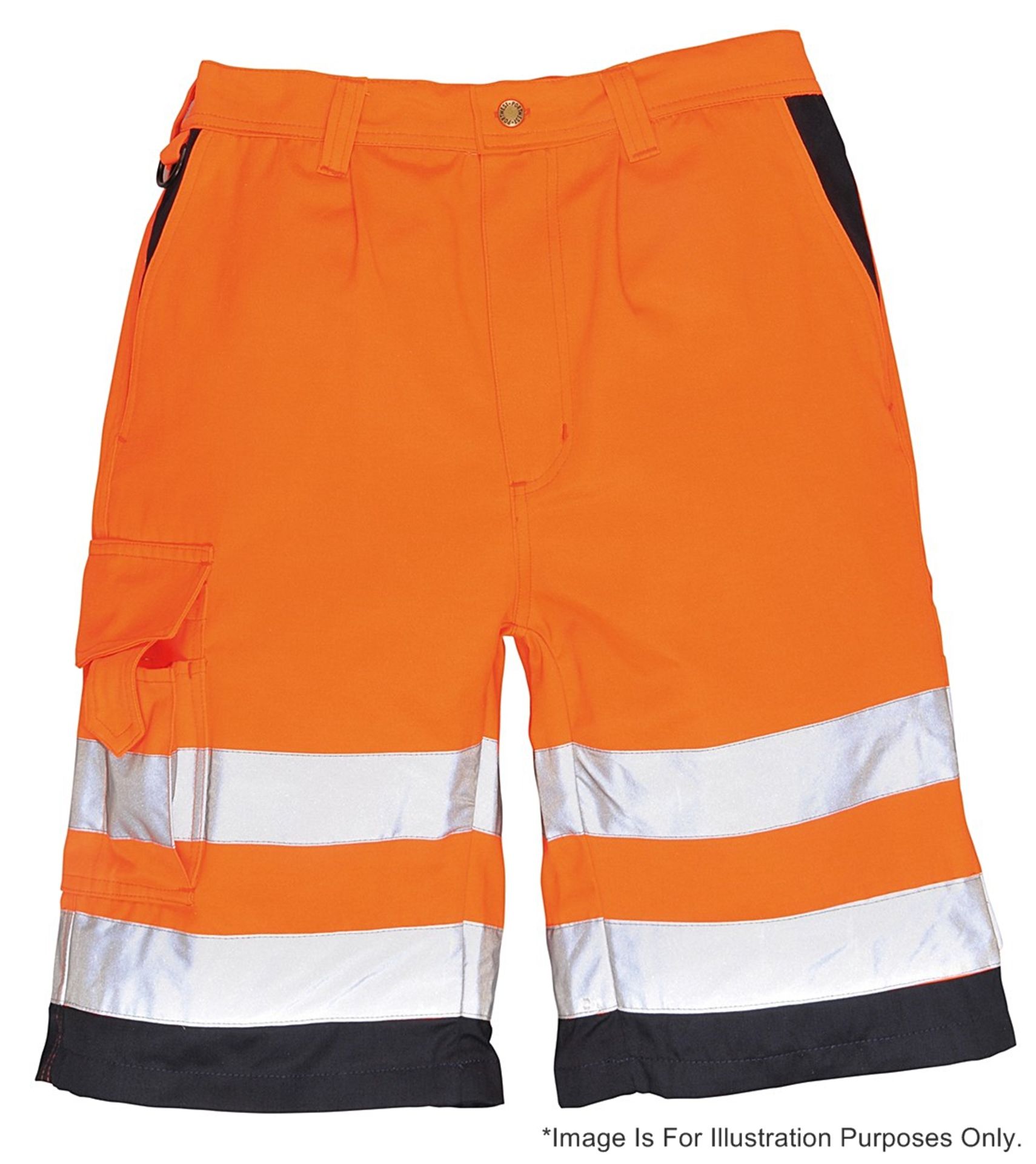 1 x Pair Of Portwest E043 Hi-Vis Poly-cotton Work Shorts - Colour: Orange - Size: Large - New/Unused