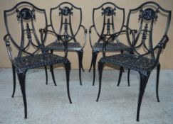 4 x Cast Metal Shield Back Restaurant Chairs - Suitable For Indoor or Outdoor Use - From Famouse