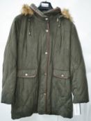 1 x Steilmann Kirsten Womens Winter Coat / Parka In A Soft Suedette Fabric, With Detachable Hood /