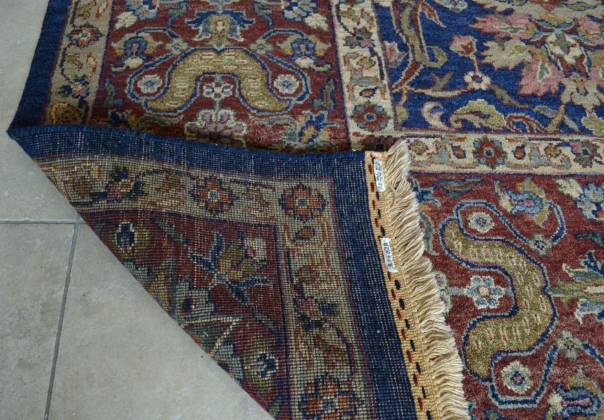 1 x Fine Indian Vegetable Dyed Handmade Carpet in Navy and Rust - All Wool With Cotton Foundation - - Image 8 of 22