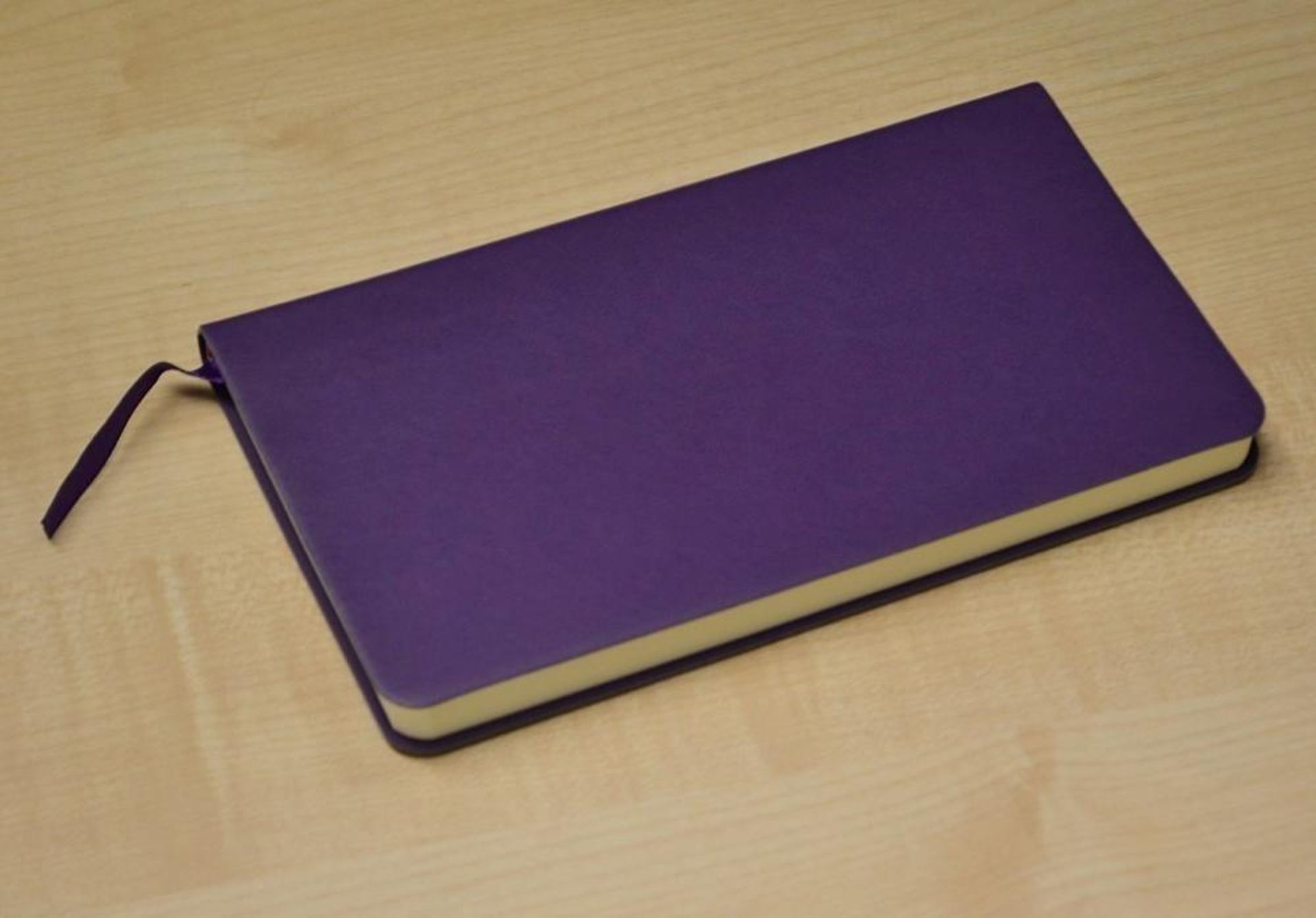 100 x ICE LONDON "Slim" Faux Leather Covered Notebooks In Bright Purple - Dimensions: 17.7 x - Image 3 of 3