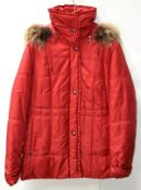 1 x Steilmann Kirsten Womens Padded Winter Jacket In Red - Features Pleated Edging, Inside Pocket,