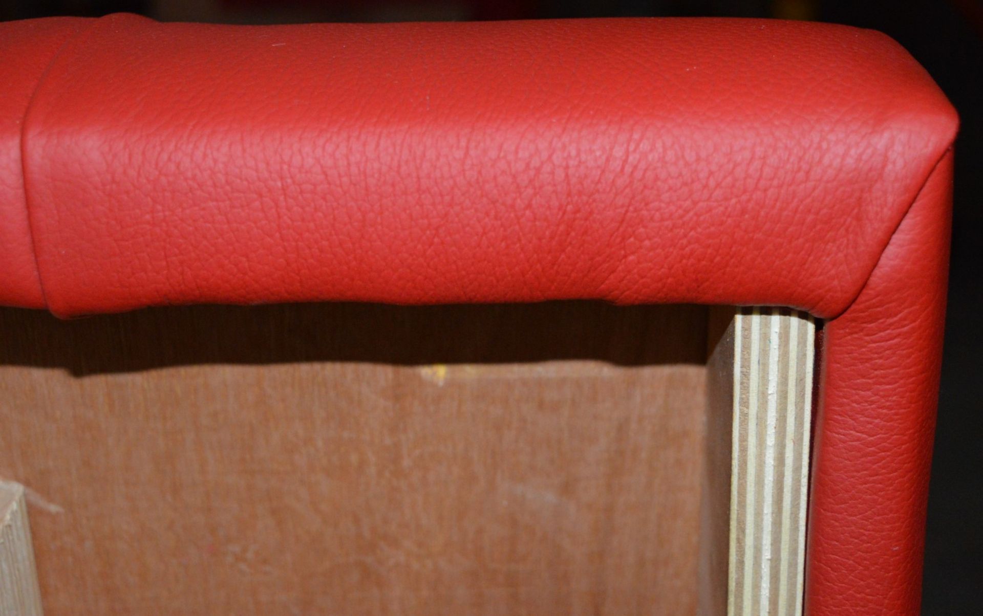 1 x High Seat Single Seating Bench Upholstered in Red Leather - Sits upto Two People - High - Image 7 of 16
