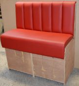 1 x High Seat Single Seating Bench Upholstered in Red Leather - Sits upto Two People - High