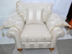 1 x Parker & Farr Clive Armchair - Colour: Champagne / Cream - Dimensions: W150 x D110 x H100 x Seat