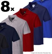 8 x Assorted Portwest NAPLES Polo Shirts - Various Popular sizes - New/Unused Stock - Recent PPE