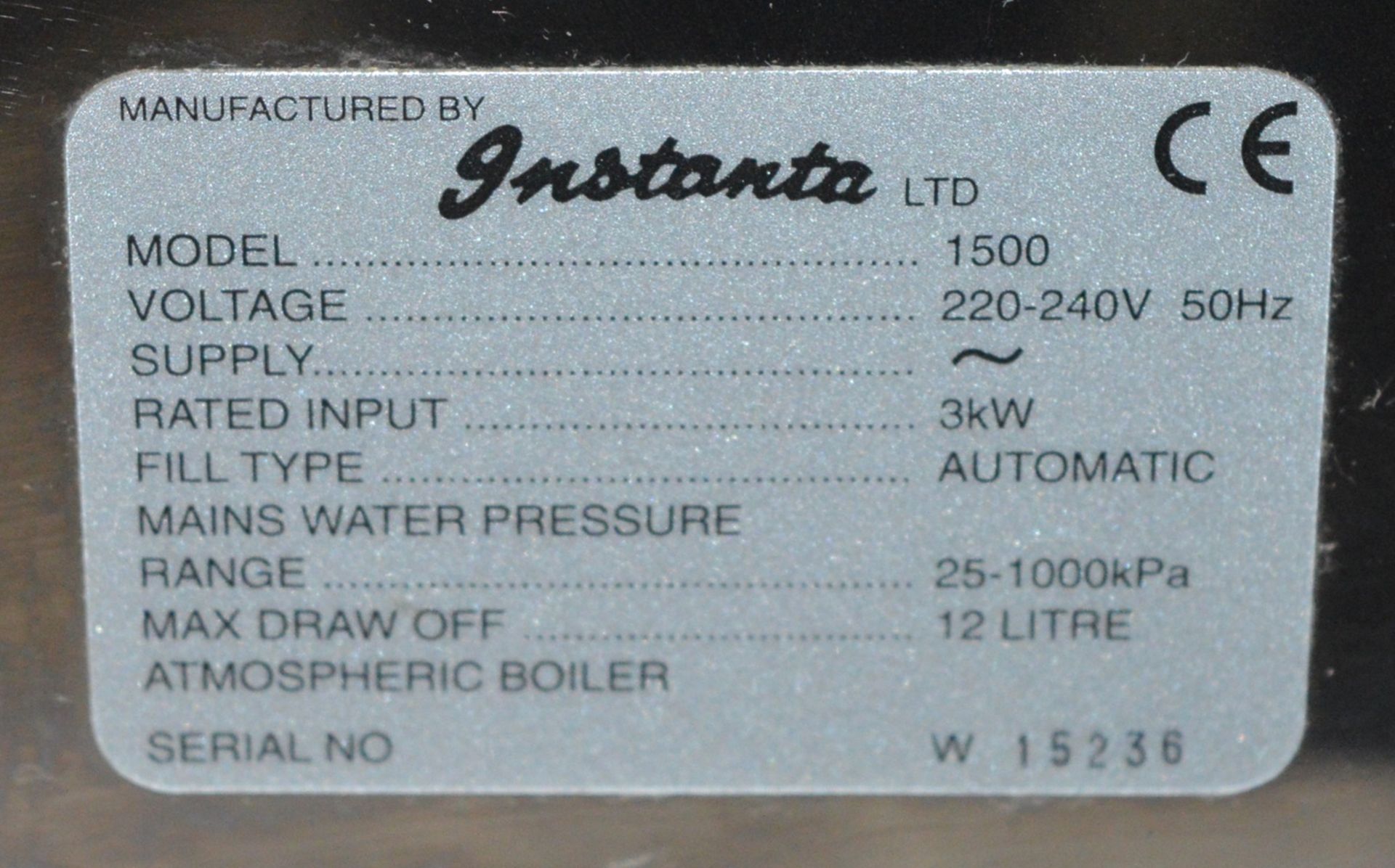 1 x Instanta 1500 Counter Top Hot Water Dispenser With 12 Litre Capacity - Stainless Steel - Image 5 of 6