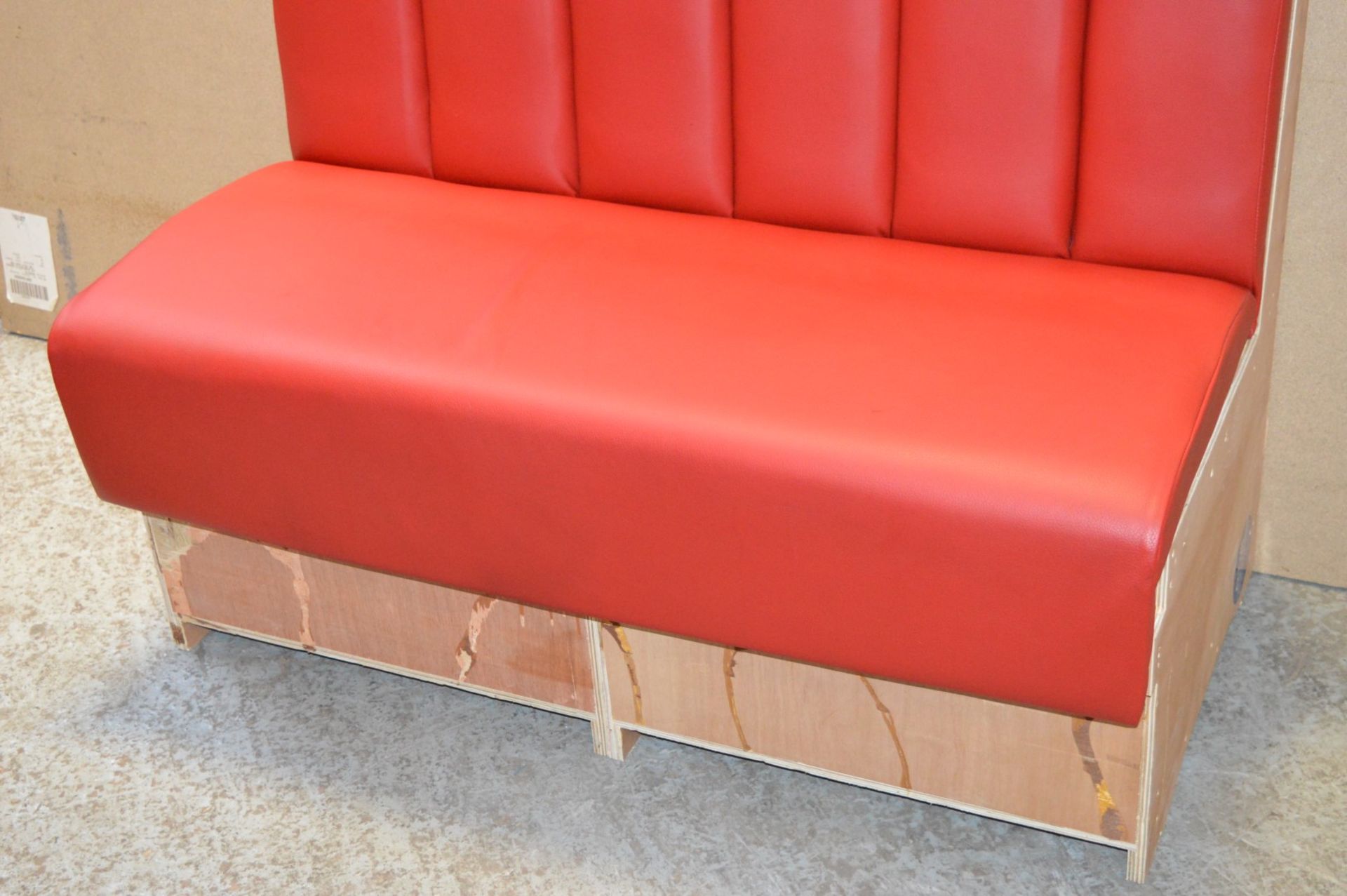1 x High Back Single Seating Bench Upholstered in Red Leather - Sits upto Two People - High - Image 12 of 17