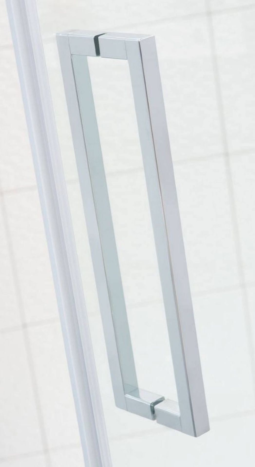 1 x Left Handed 760 Frameless Hinged Glass Shower Door (HDL7608) - Dimensions: 760 x 1900 x 8mm - - Image 2 of 5