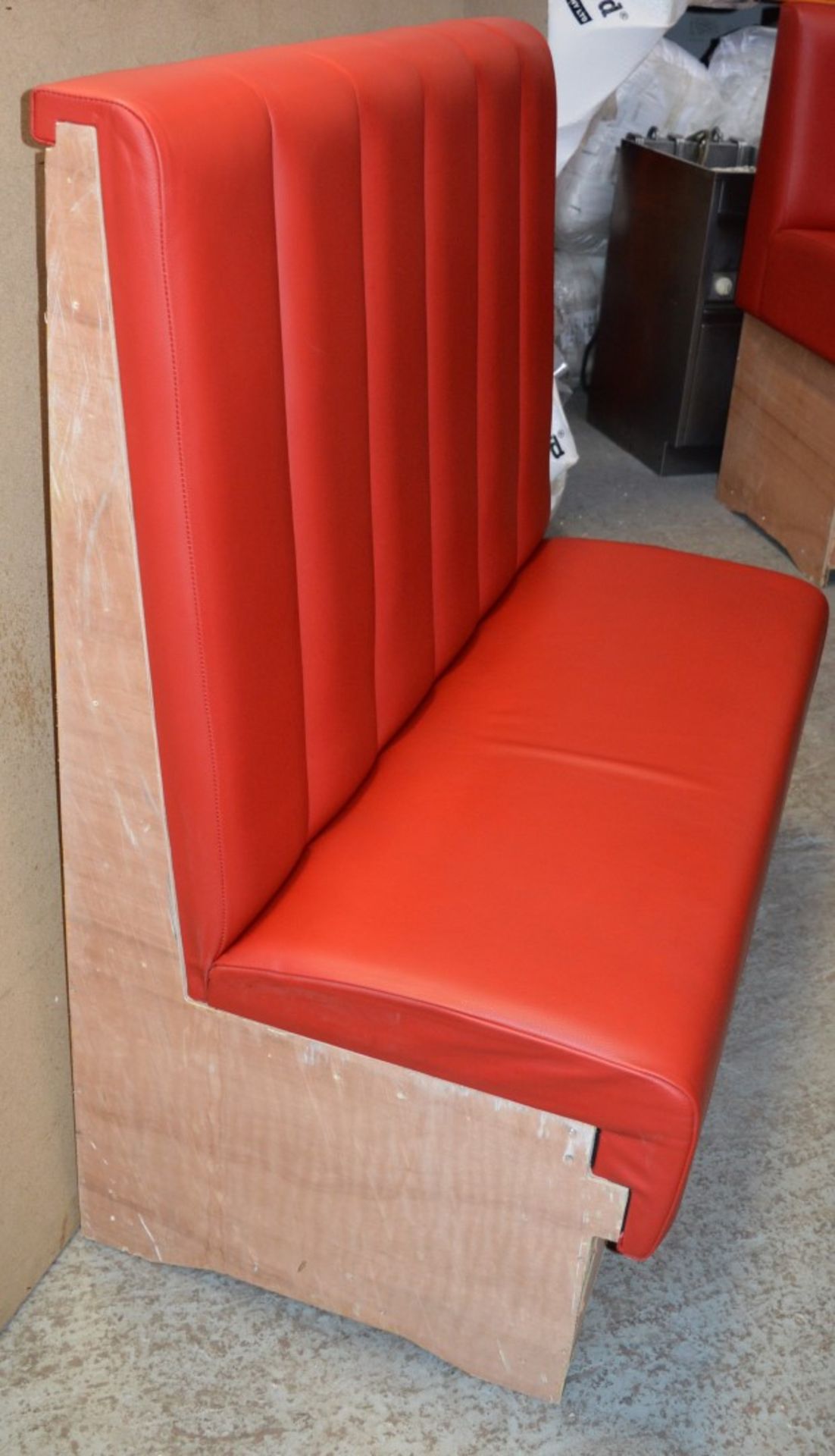 1 x High Back Single Seating Bench Upholstered in Red Leather - Sits upto Two People - High - Image 15 of 17