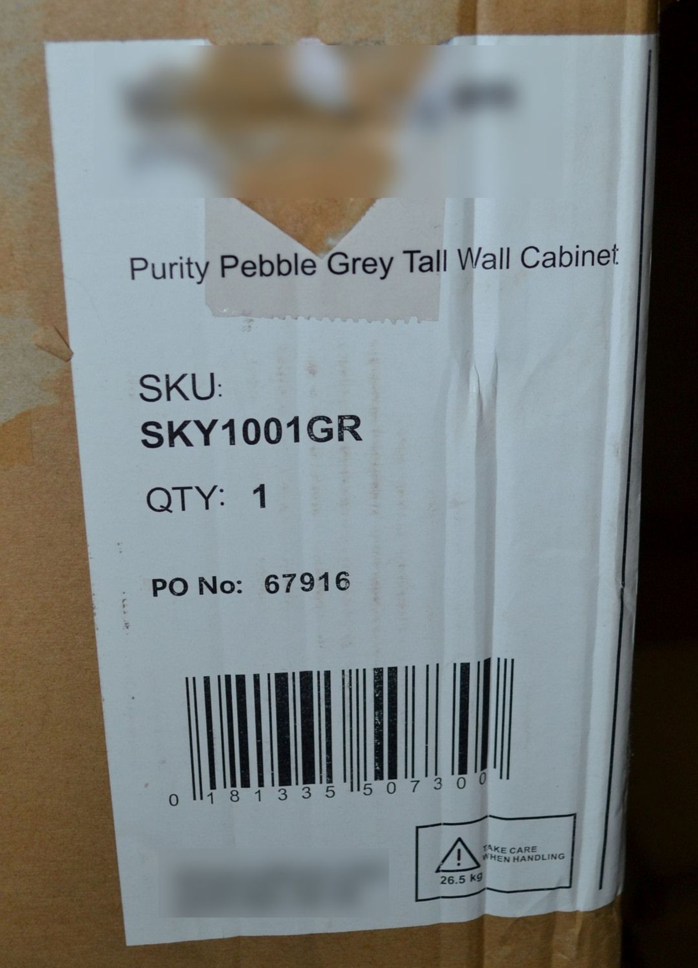1 x Purity Pebble Grey Tall Wall Cabinet - Ref: DY148/SKY1001GR - CL190 - Unused Stock - Location: B - Image 2 of 9