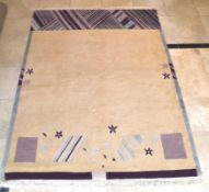 1 x Hand Knotted 100% Wool Nepalese Rug in Purple, Cream & Light Blue - Dimensions: 249x174cm - Unus