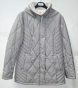 1 x Steilmann Kirsten Womens Quilted Winter Jacket With Detachable Hood In Silver - CL210 - UK