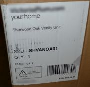 1 x Sherwood Oak 600 Vanity With Resin Basin - Ref: DY120&121/SHVANOA01&SHERBAS01 - CL190 - Unused S