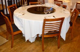 1 x Large Six Seater Restaurant Dining Table With Lazy Susan and Six Chairs - Commercial