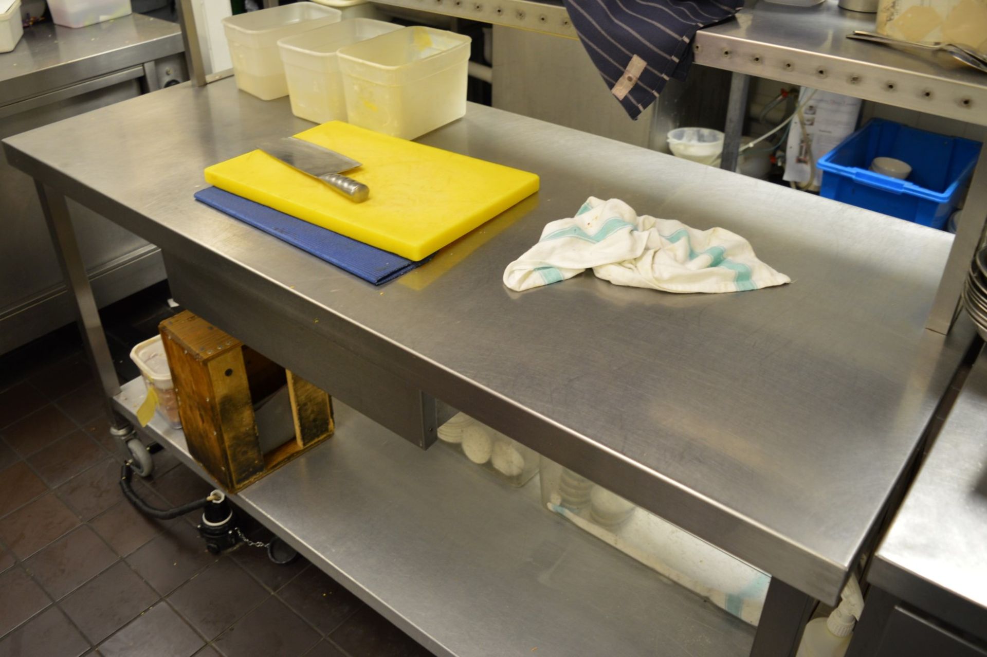 1 x Stainless Steel Prep Counter With Undershelf, Castors, Single Drawer and Two Tier Gantry With - Image 8 of 8