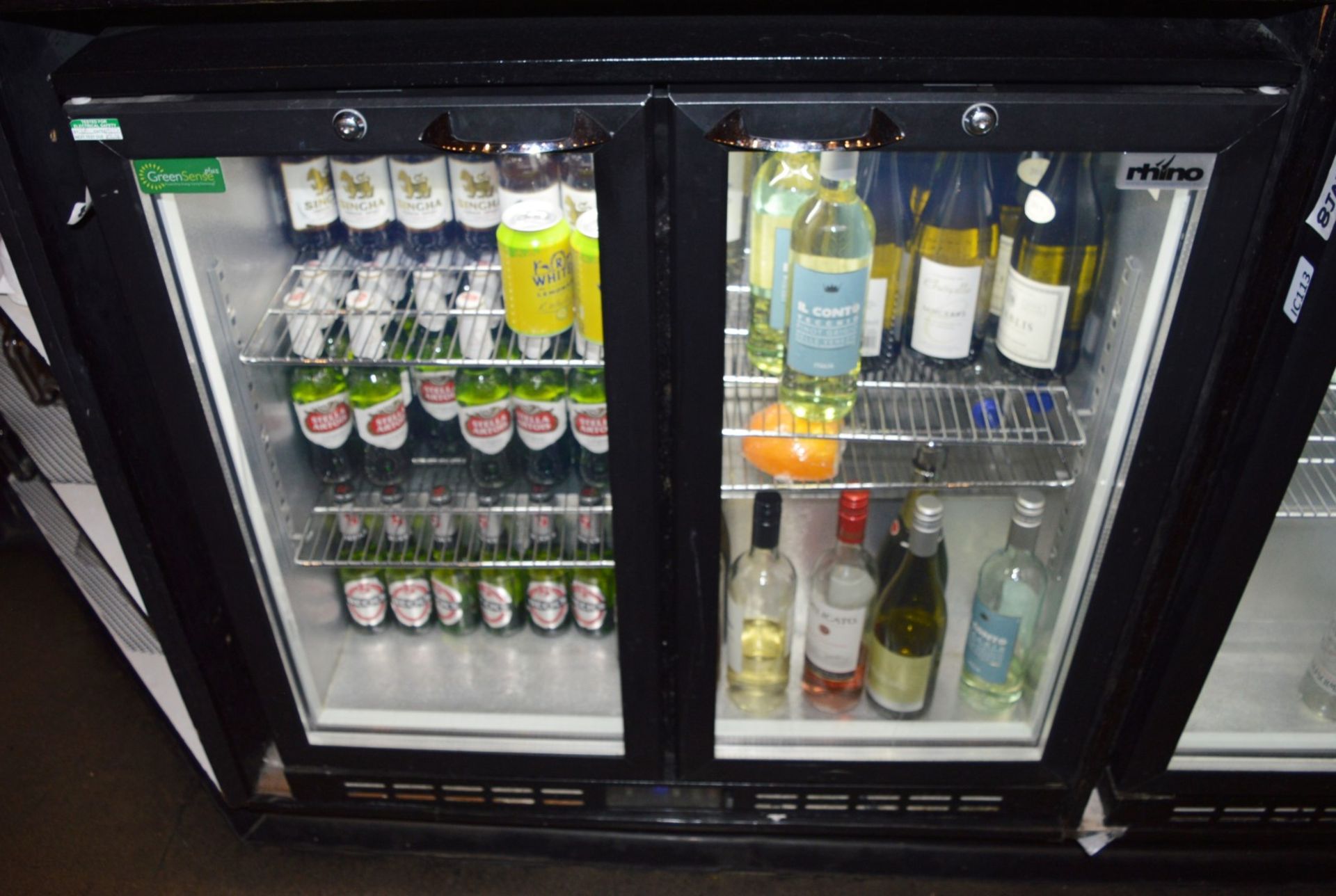 1 x Rhino Two Door Back Bar Bottle Cooler - Model Monaco 900H - CL180 - Dimensions H90 x W90 x