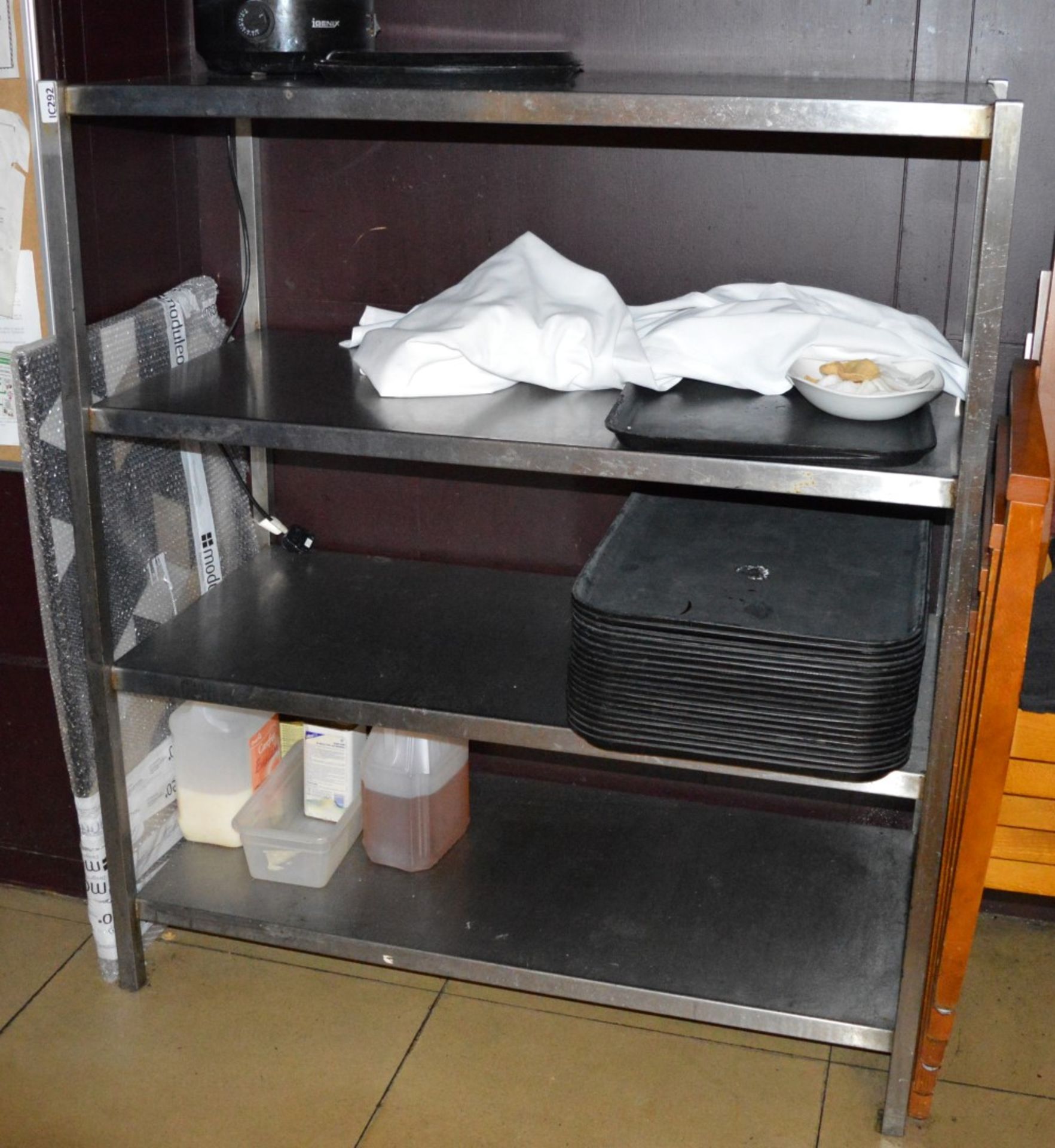 1 x Stainless Steel Four Tier Shelving Unit H136 x W120 x D60cms - CL180 - Ref IC292 - Location: