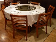 1 x Large Six Seater Restaurant Dining Table With Lazy Susan and Six Chairs - Commercial