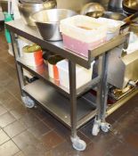 1 x Stainless Steel Prep Bench With Undershelves and Castor Wheels - Dimensions H83 x W31.5 x D96