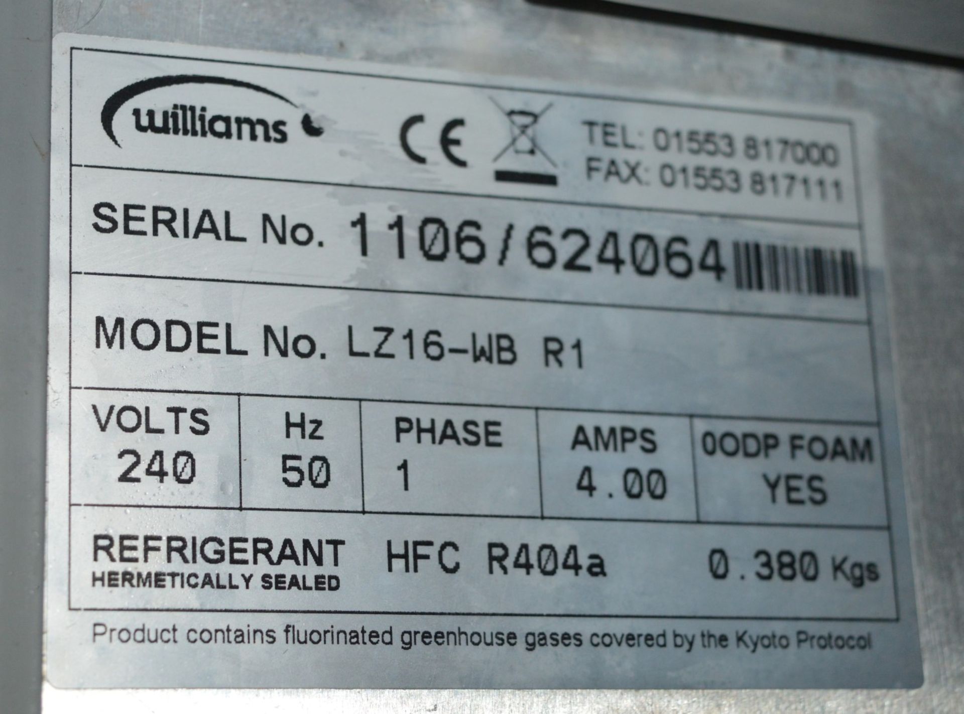 1 x Williams Single Door Upright Freezer - Model LZ16-WB - Stainless Steel Finish - Suitable For - Image 8 of 8