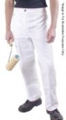 1 x Pair Of 40" Prodec Professional Painters / Decorators Trousers - 100% Cotton - Colour: White -