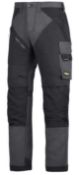 1 x Pair Of SNICKERS 6303 RuffWork Work Trousers - Colour: Grey/Black - Size: 35" W / 35" L - New/