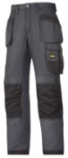 1 x Pair Of SNICKERS 3213 Craftsmen Holster Pocket Trousers In Rip-Stop Fabric - Colour: Grey /