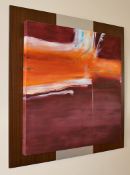 1 x Vibrant Contemporary Painting On Canvas With Back Mount - Signed "HW" In The Corner -