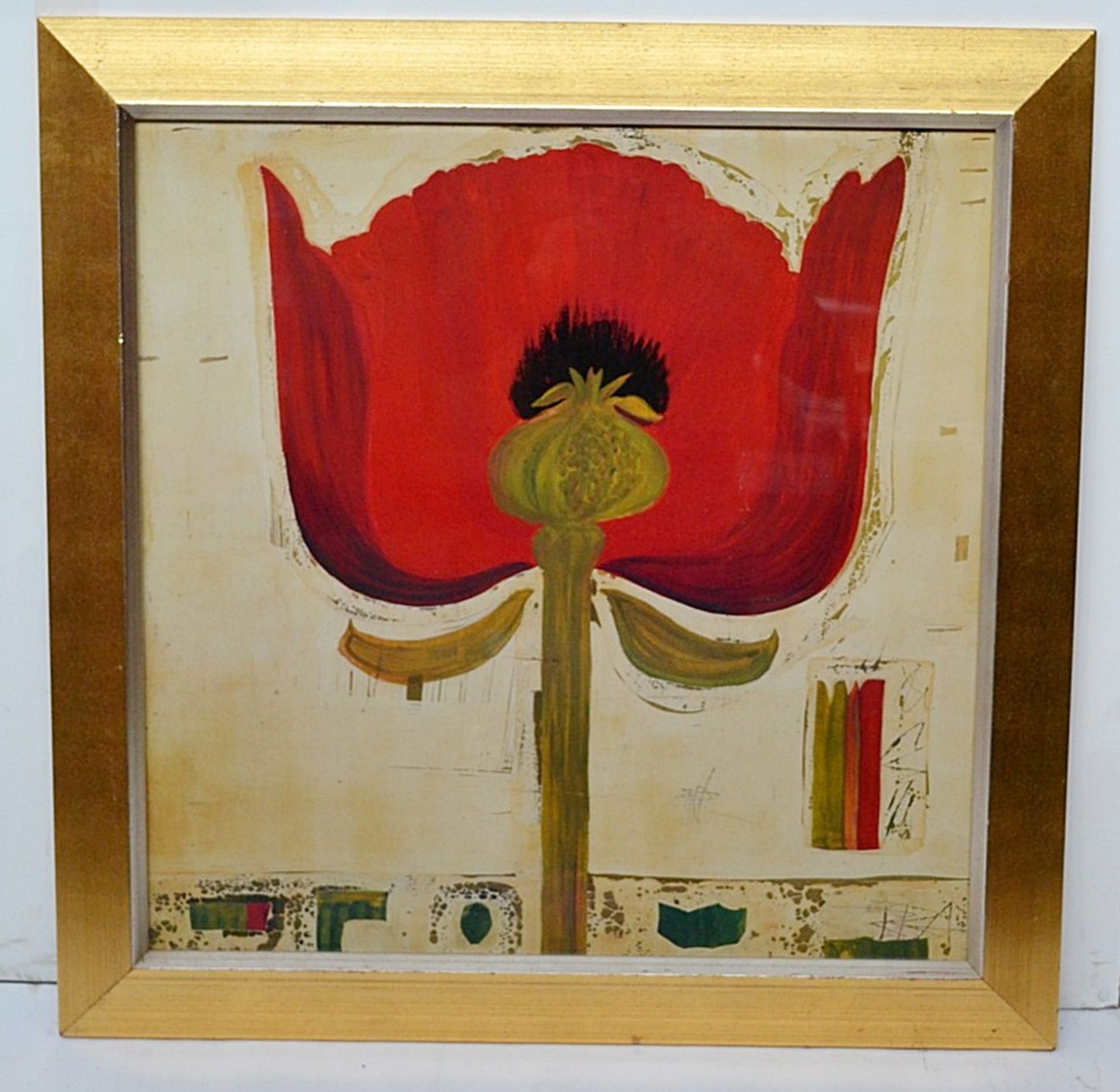 1 x Large Framed Abstract Floral Art Print By R. Richter Armgart - Dimensions: 85 x 85cm - Taken